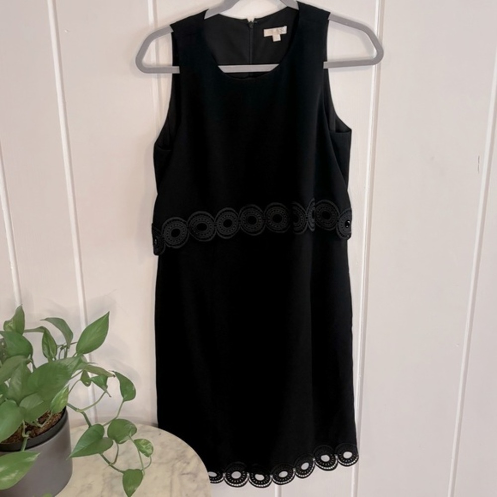 Shoshanna Black Dress with Overlay and Cutouts